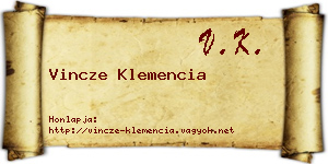 Vincze Klemencia névjegykártya